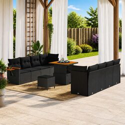 Comfortable Black Garden Sofa Set - 11 Pieces