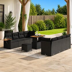 11 Piece Black Outdoor Sofa Set with Comfort and Style