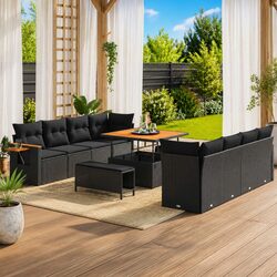 Value-Focused 11-Piece Black Garden Sofa Set