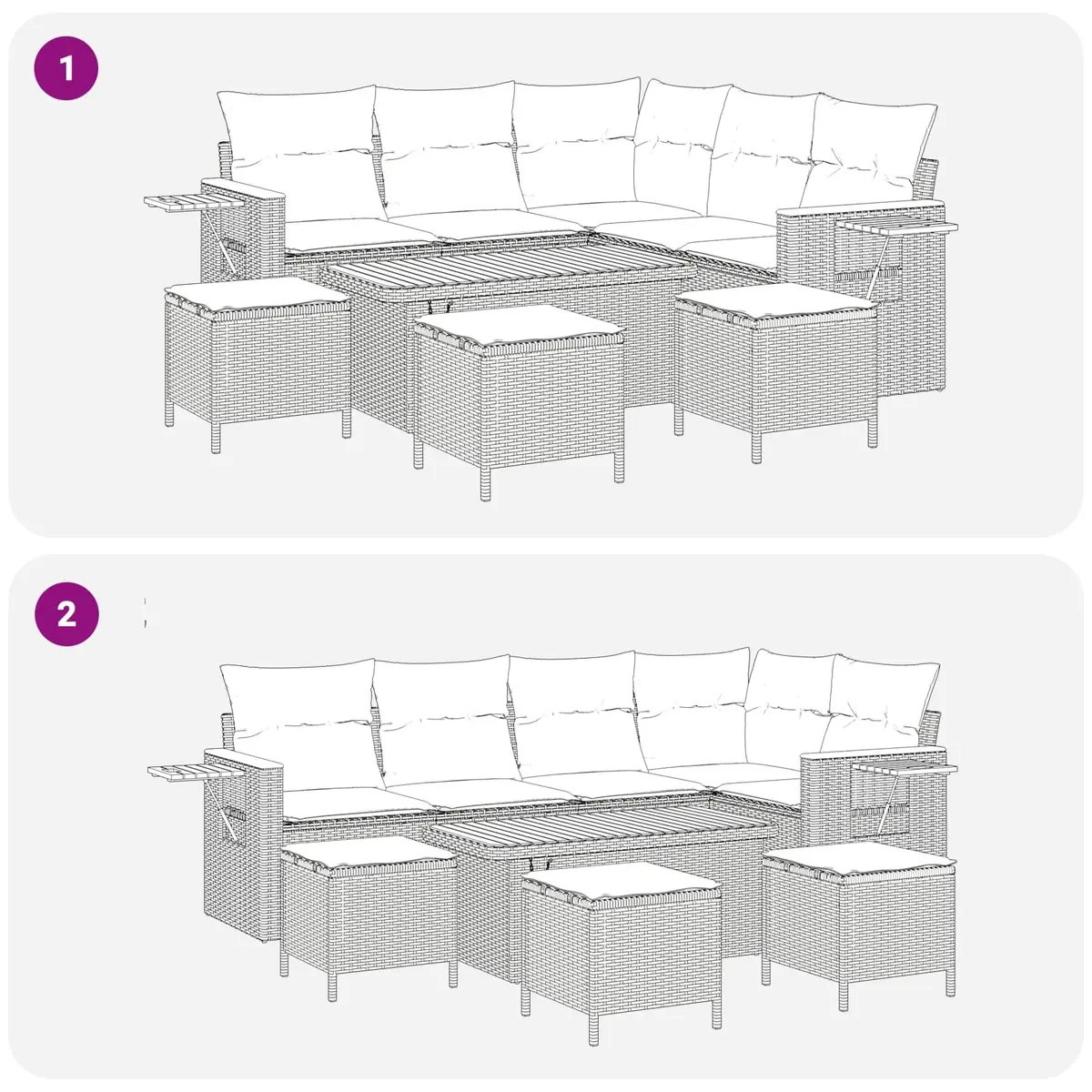 Garden Sofa Set Modular Outdoor Furniture 9 Piece Black Rattan Sectional