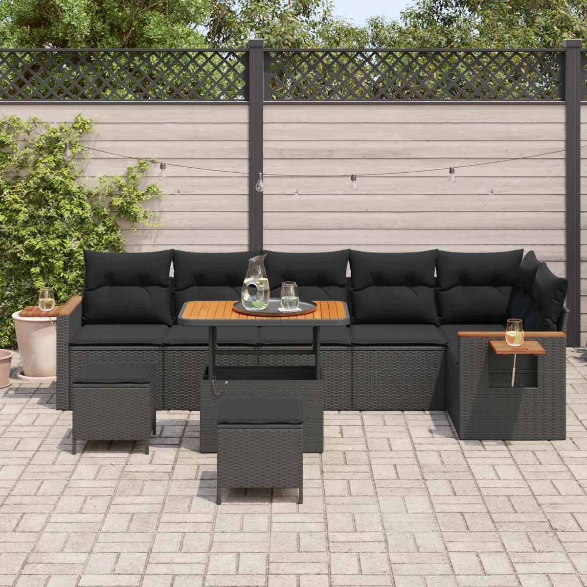 Garden Sofa Set 9 Pieces Modular Outdoor Furniture Adjustable Patio Lounge