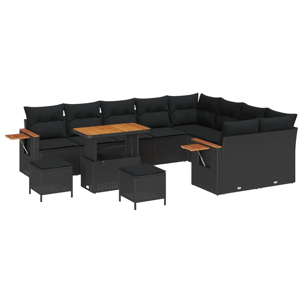 Garden Sofa Set Outdoor Lounging 12 Piece Modular Poly Rattan Black