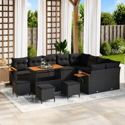 Comfortable 13-Piece Black Garden Sofa Set for Relaxation