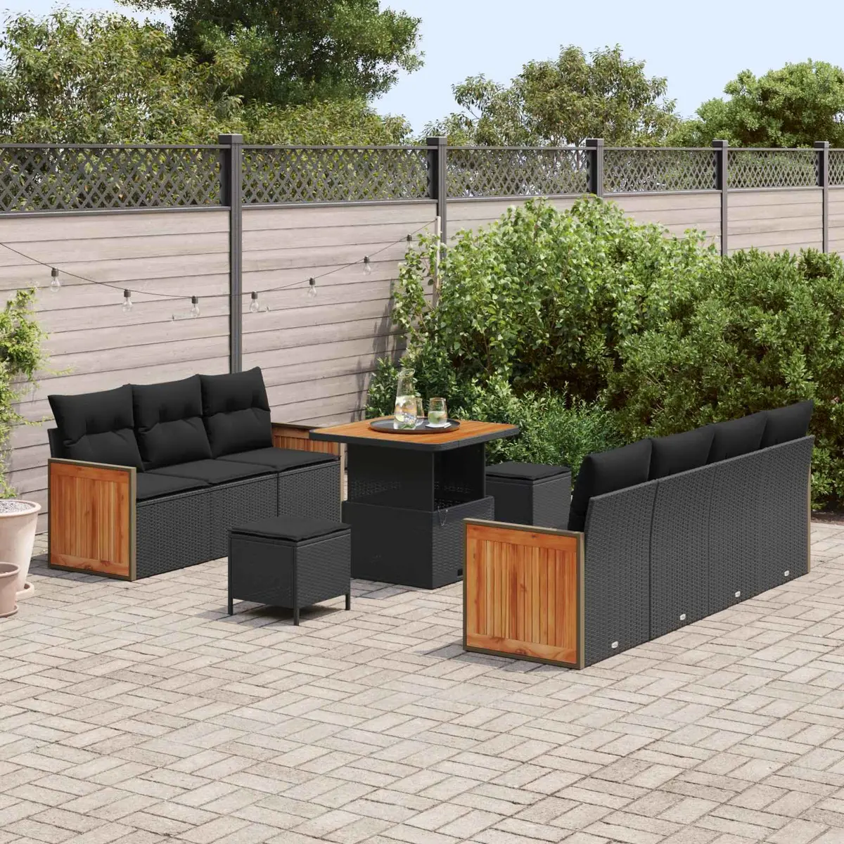10-Piece Garden Sofa Set with Cushions