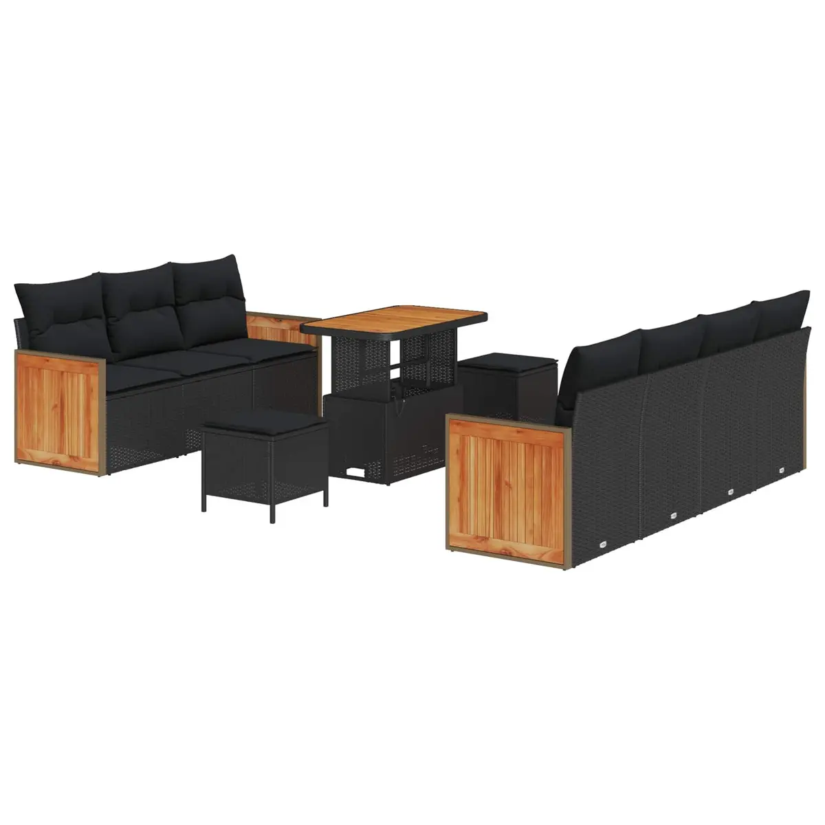 Garden Sofa Set 10 Piece Outdoor Furniture Black Modern Seating