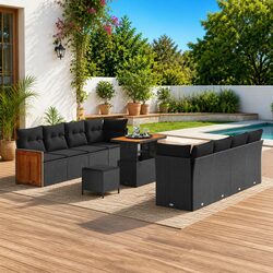 Comfortable Black Outdoor Lounge Sofa Set - 11 Pieces