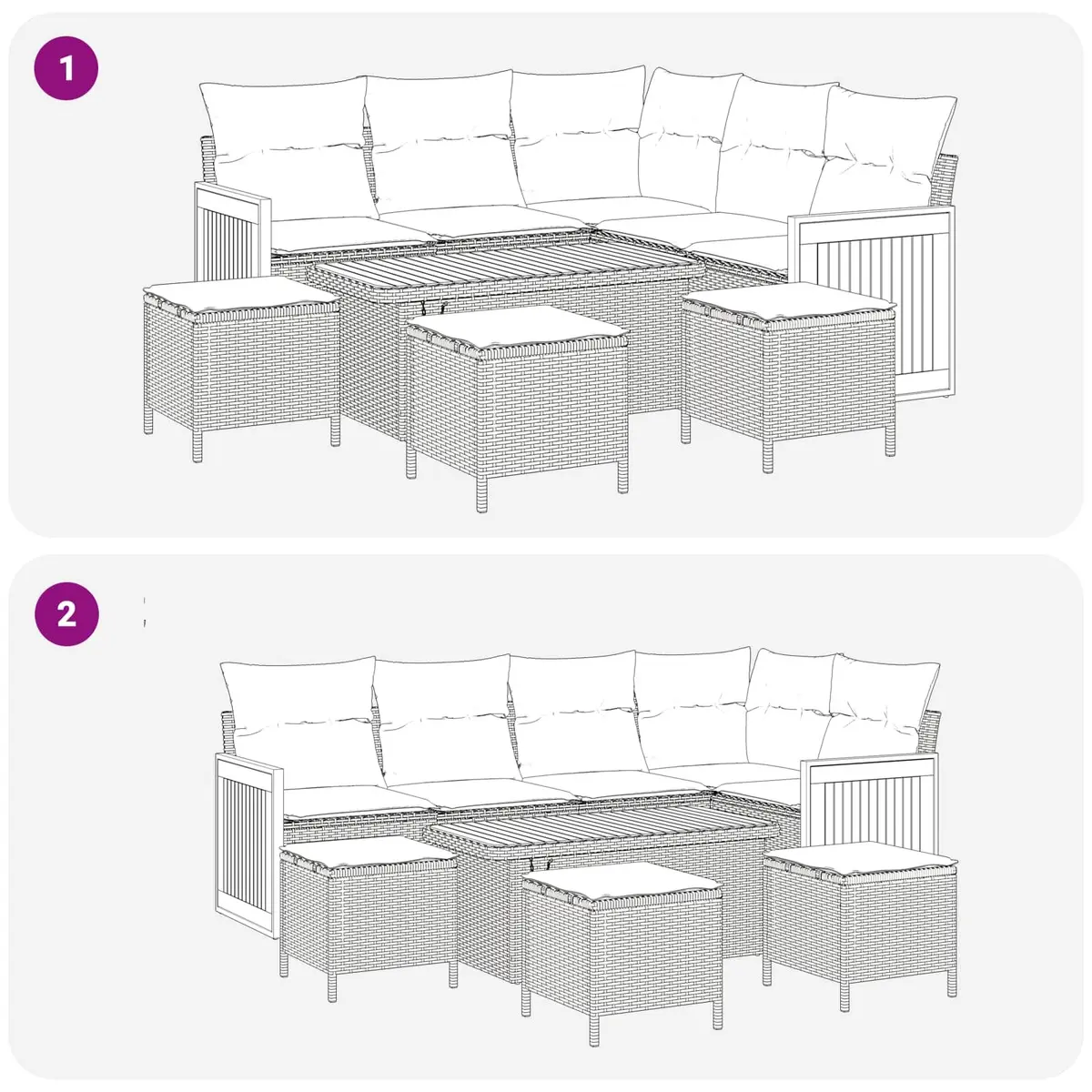 9 pcs Garden Sofa Set in Black Poly Rattan