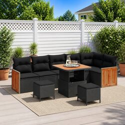 Practical 9-Piece Outdoor Sofa Set in Black