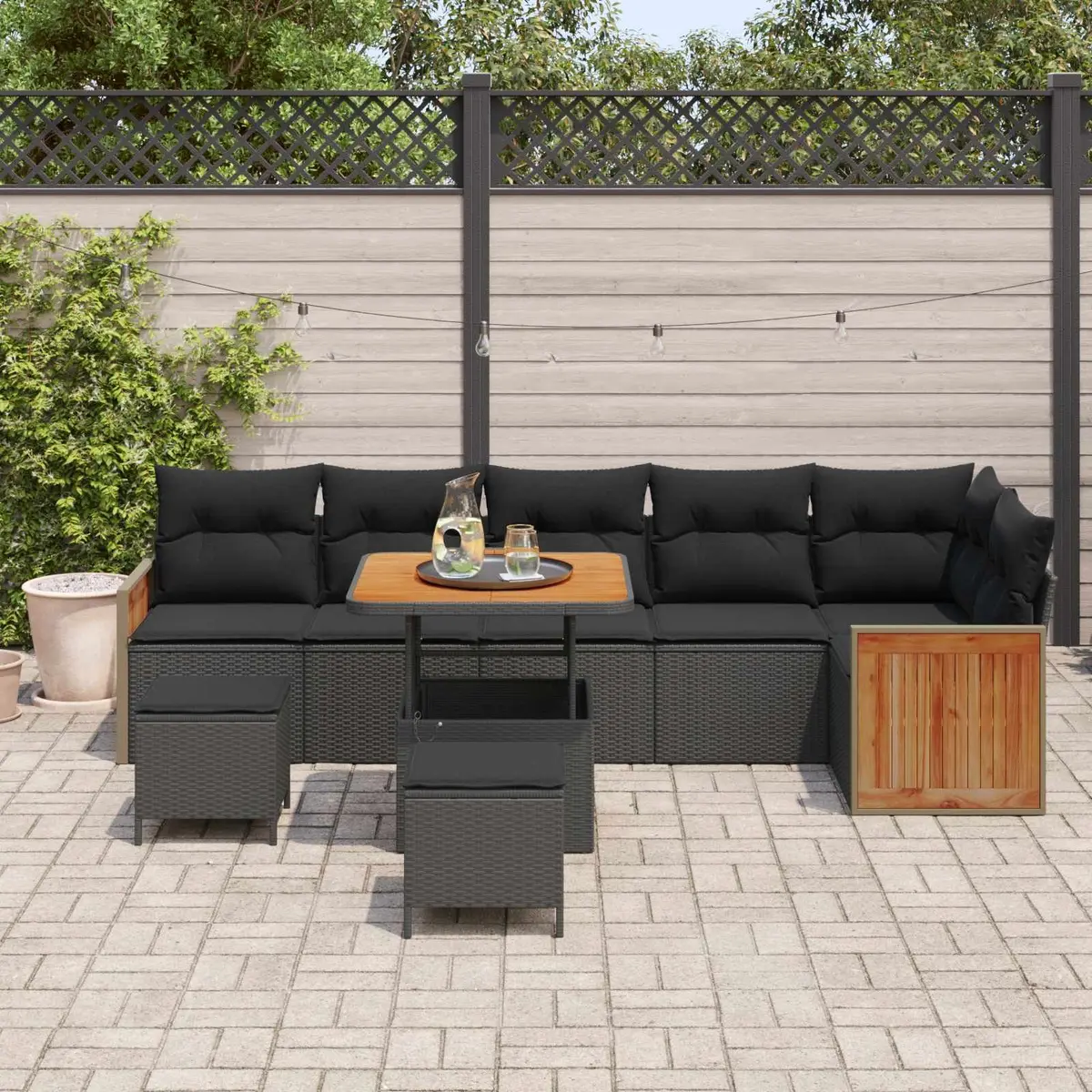 9-Piece Outdoor Sofa Set in Black