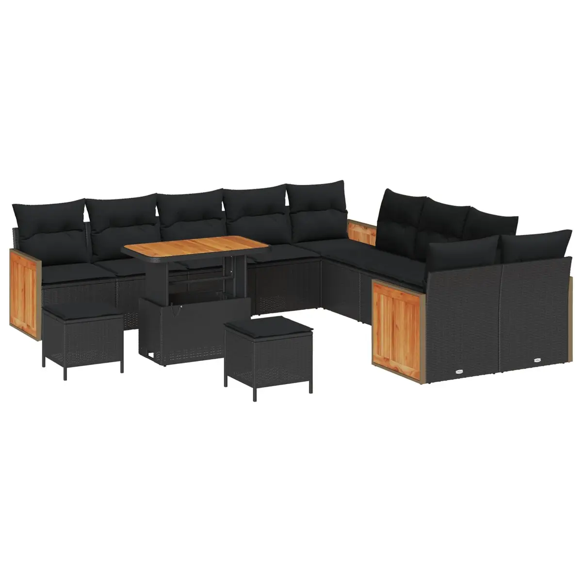 Outdoor Garden Sofa Set 13 Piece Modern Black Patio Furniture