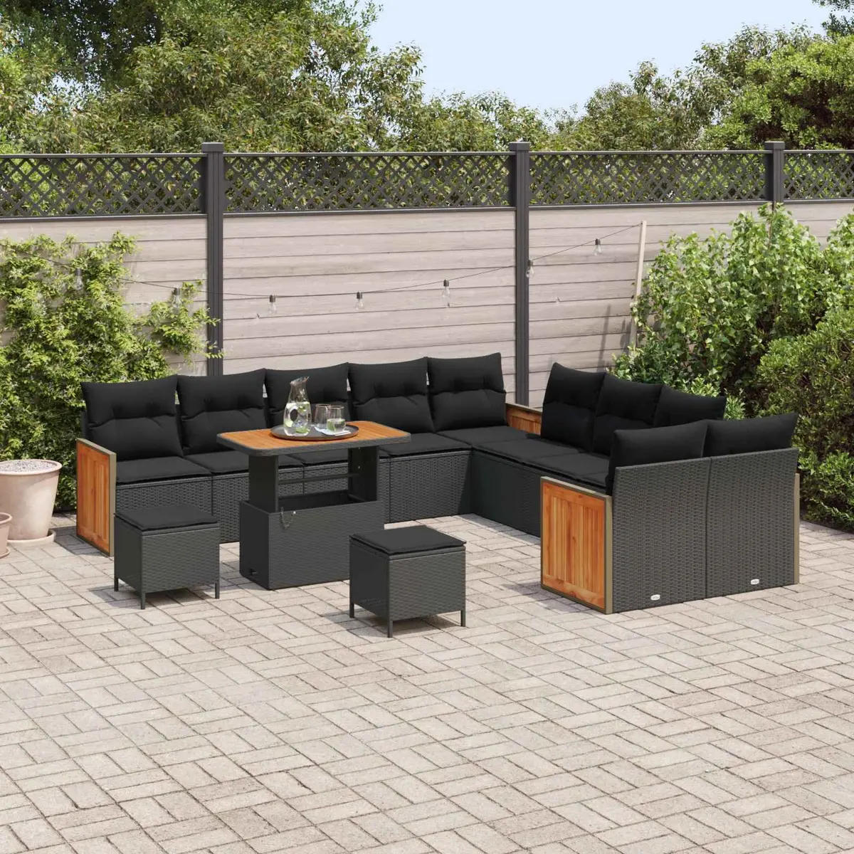Outdoor Garden Sofa Set 13 Piece Modern Black Patio Furniture