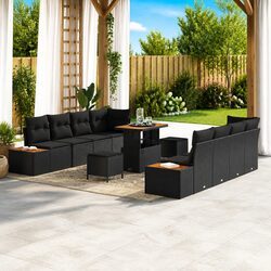 Reliable 11-Piece Black Outdoor Sofa Set for Comfort