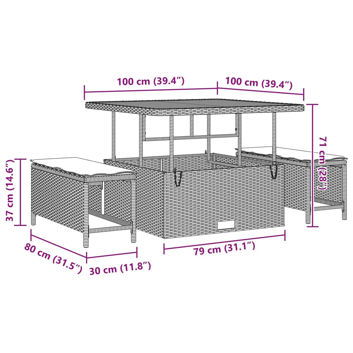 Garden Sofa Set 11 pcs Black Outdoor Seating Furniture Poly Rattan Steel Frame