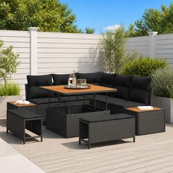 Comfortable Black Rattan Outdoor Sofa Set – 8 Pieces