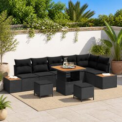 Comfortable and Durable 9-Piece Black Modular Sofa Set