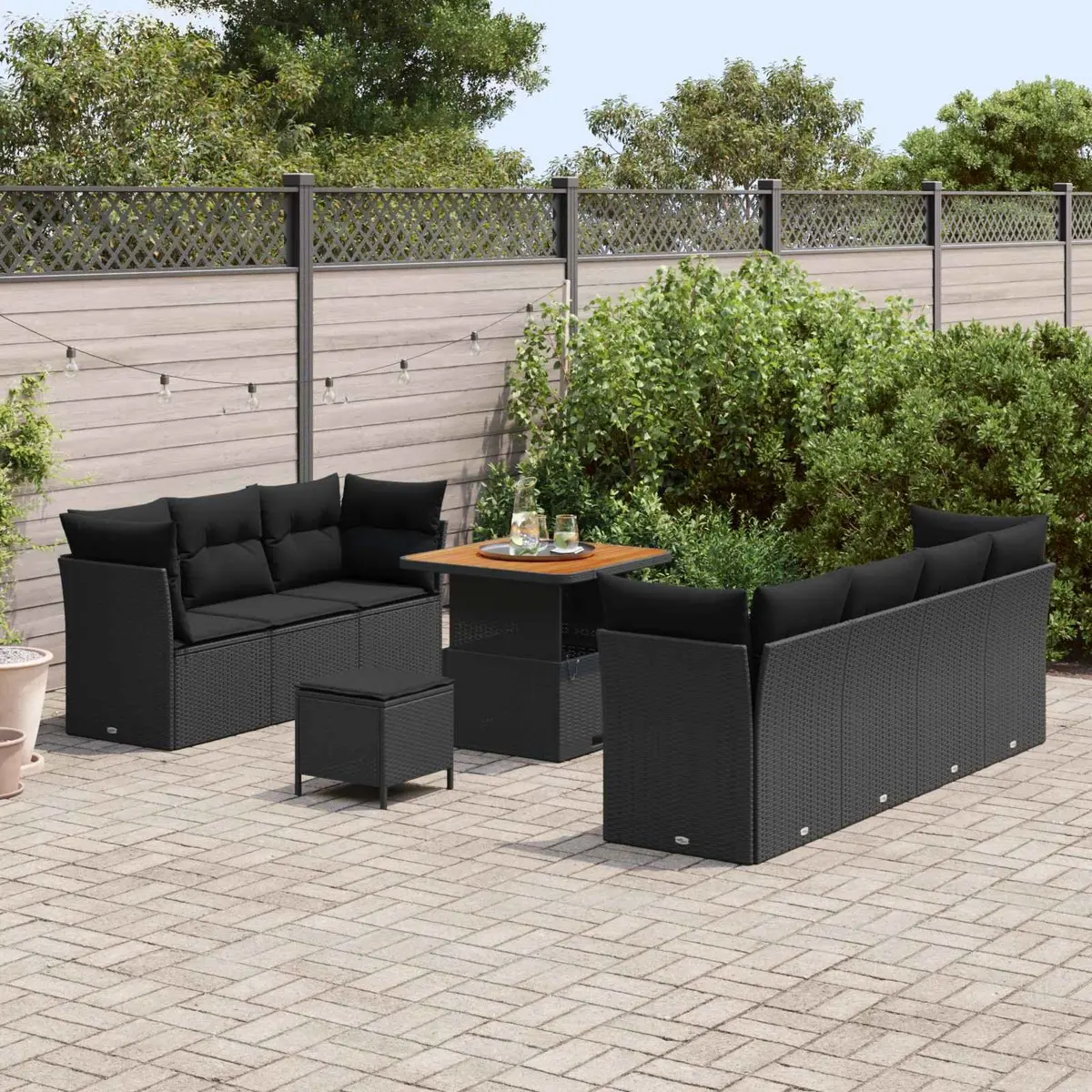 Modular Garden Sofa Set with Cushions and Storage