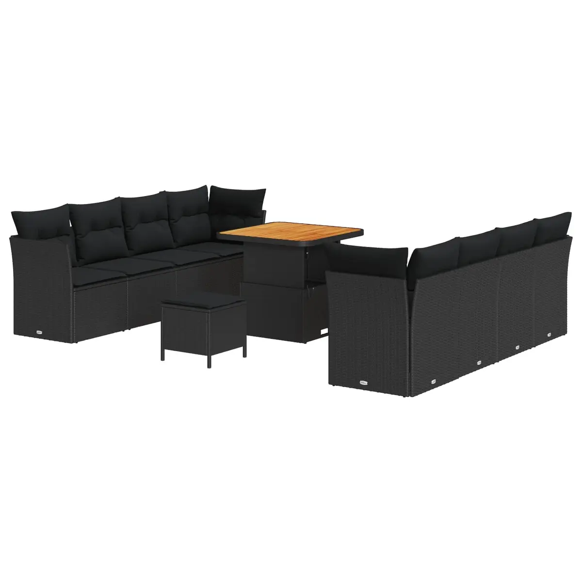 Outdoor Garden Sofa Set 11 Piece Modular Patio Seating Black Poly Rattan