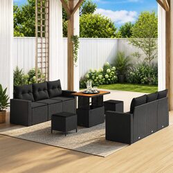 9-Piece Black Rattan Sofa Set: Quality Meets Comfort