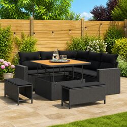 Reliable 9-Piece Garden Sofa Set with Comfortable Cushions