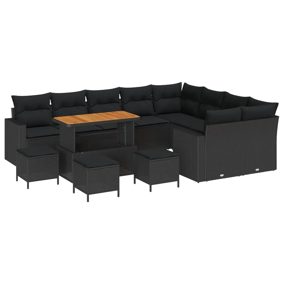 Garden Sofa Set Modular Outdoor Seating 14 Pieces Black
