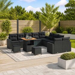 Comfortable Modular Garden Sofa Set - 17 Pieces in Black