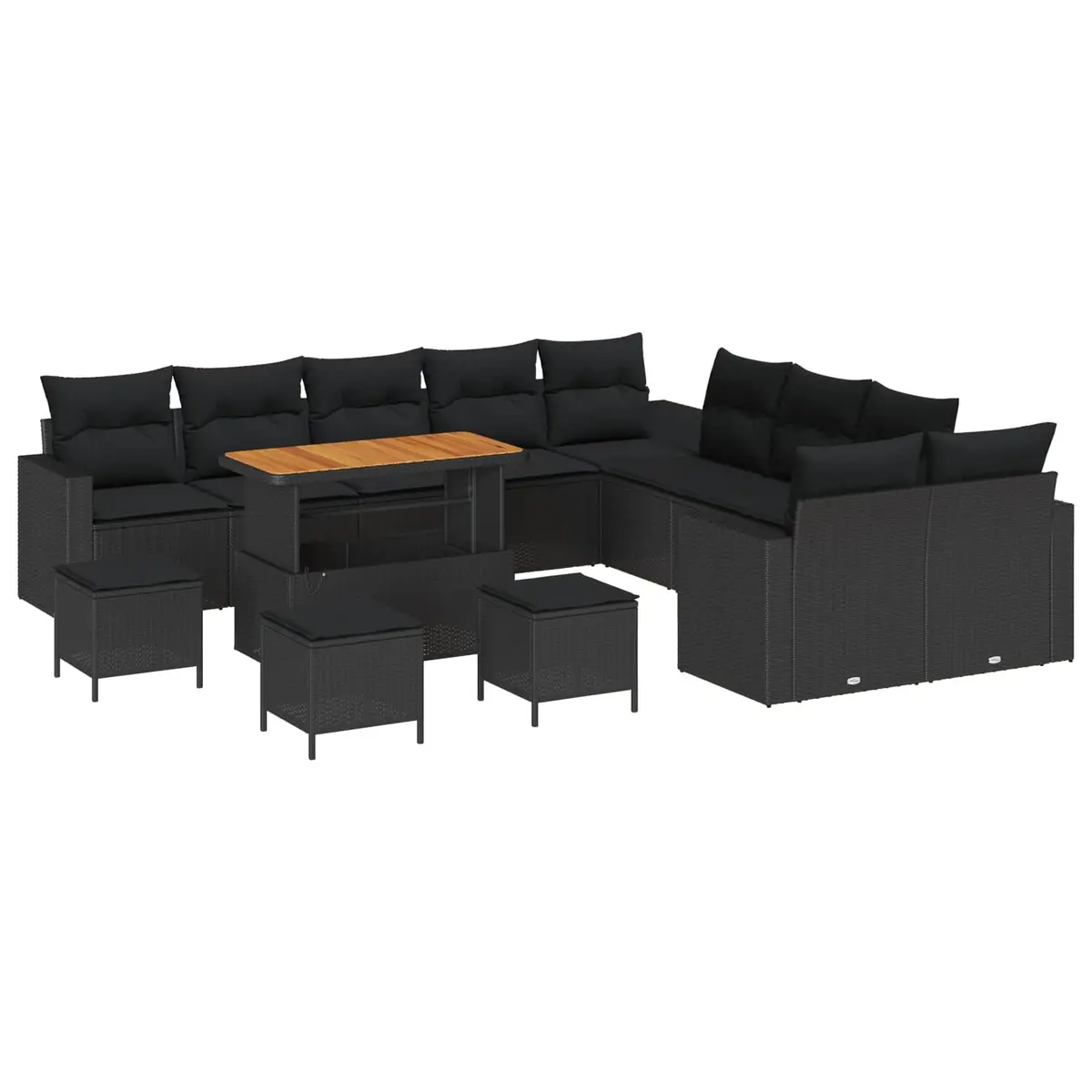 Modular Garden Sofa Set Outdoor Relaxation 18 Pieces Black Poly Rattan
