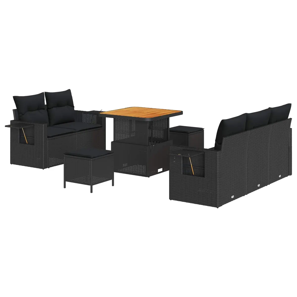 Modular Garden Sofa Set Outdoor 10 Piece Black Poly Rattan with Cushions