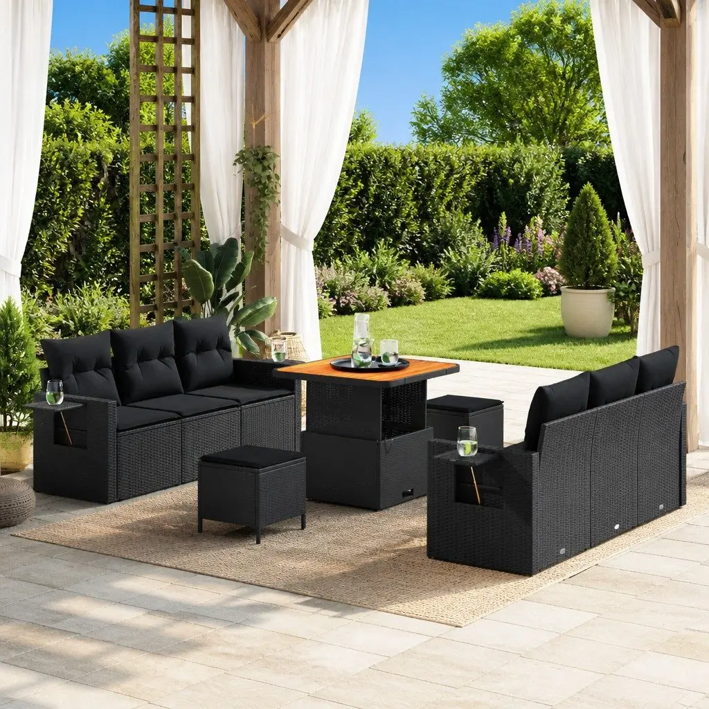 Outdoor Garden Sofa Set 9 Piece Modular Seating Lounge with Storage Benches