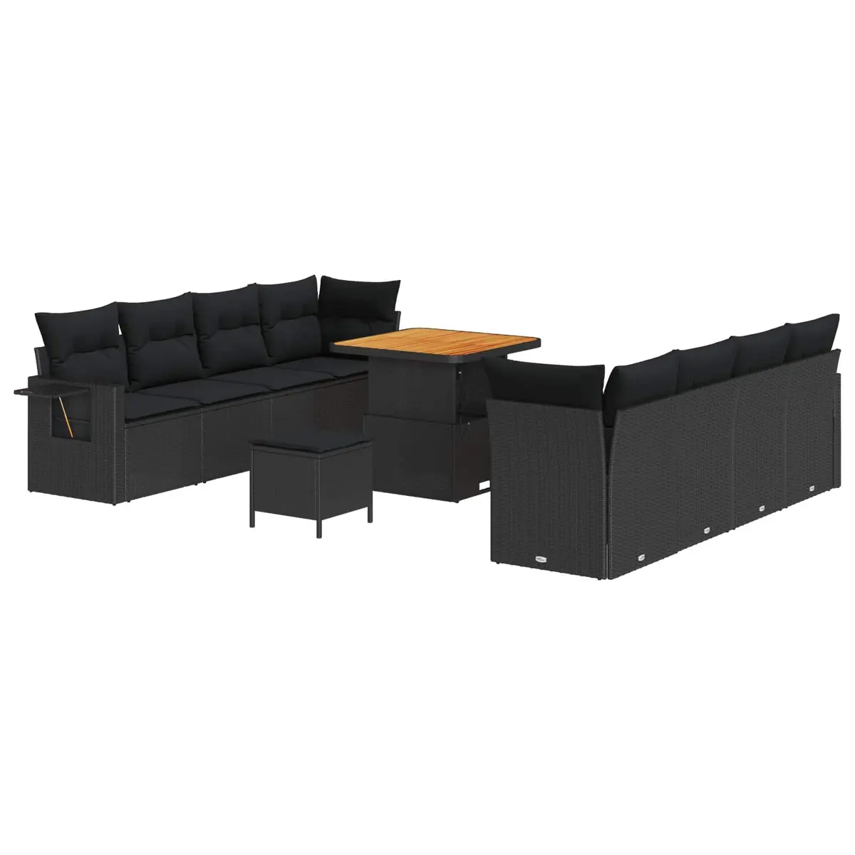 Garden Sofa Set Black Poly Rattan Modular Outdoor Lounge Setting Patio Furniture