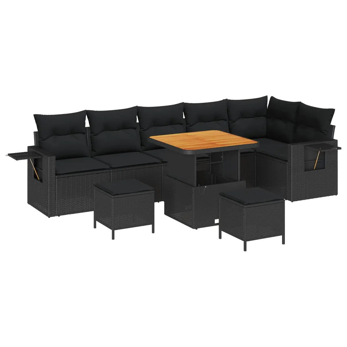 Modular Garden Sofa Set Outdoor Lounge Furniture 11 Pieces Black Poly Rattan