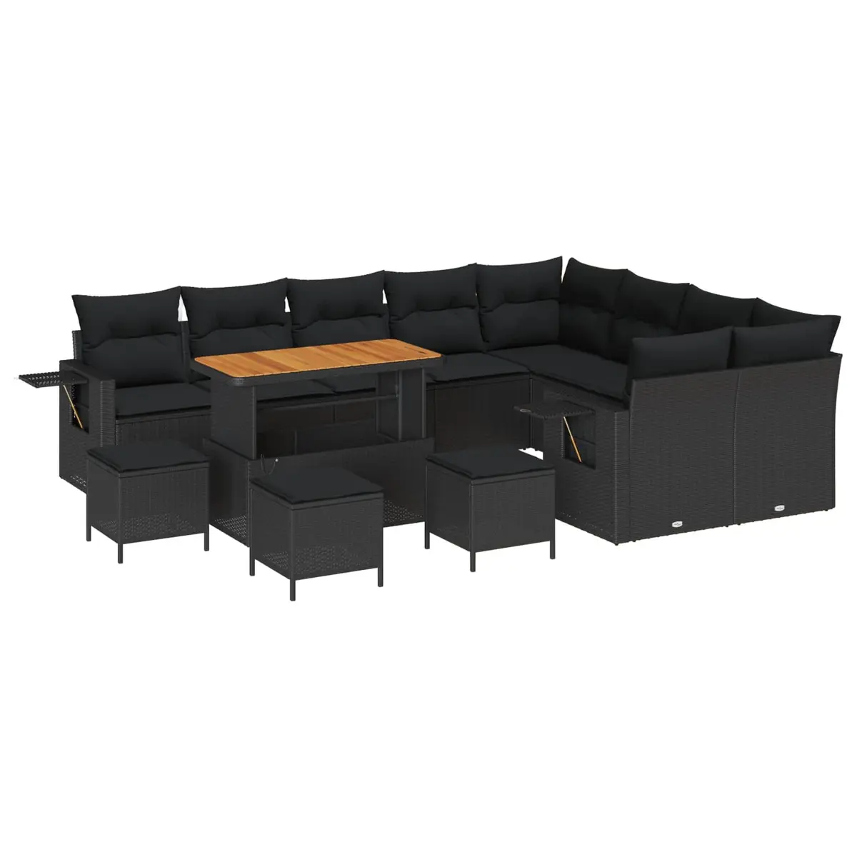 Modular Garden Sofa Set 13 Pieces Outdoor Seating Black Poly Rattan