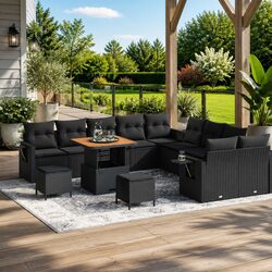 Comfortable 13-Piece Black Modular Sofa Set
