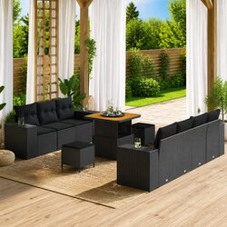 Affordable Comfort: 10-Piece Black Outdoor Garden Sofa Set