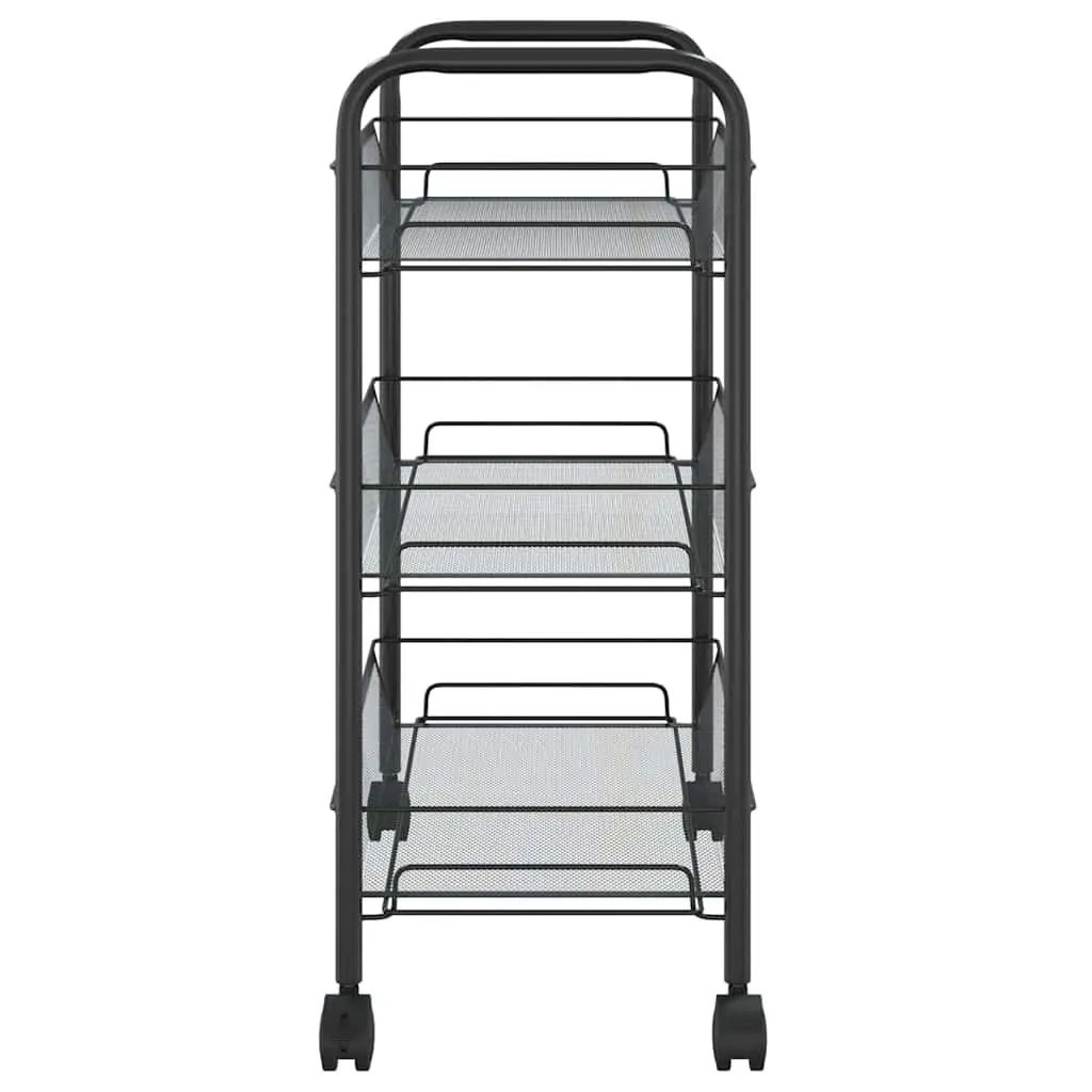 3-Tier Kitchen Trolley Storage Cart Black Iron Frame with Removable Mesh Baskets