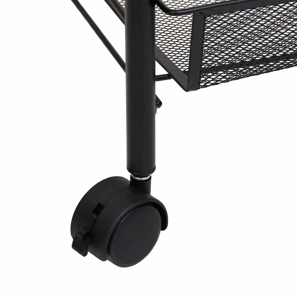 4-Tier Kitchen Trolley Storage Cart Black Removable Mesh Baskets Wheels