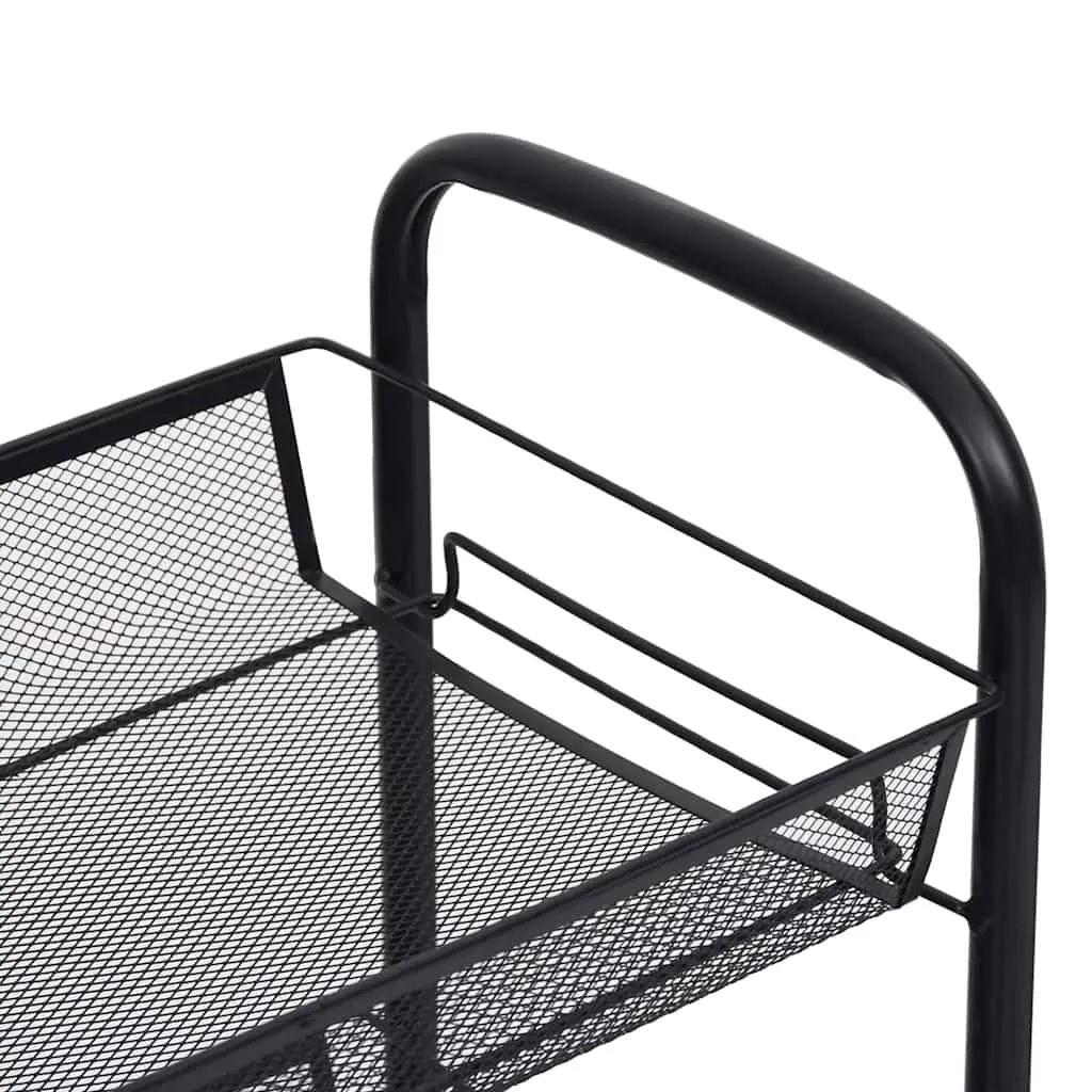 5-Tier Kitchen Trolley Storage Cart Removable Mesh Baskets Black Iron