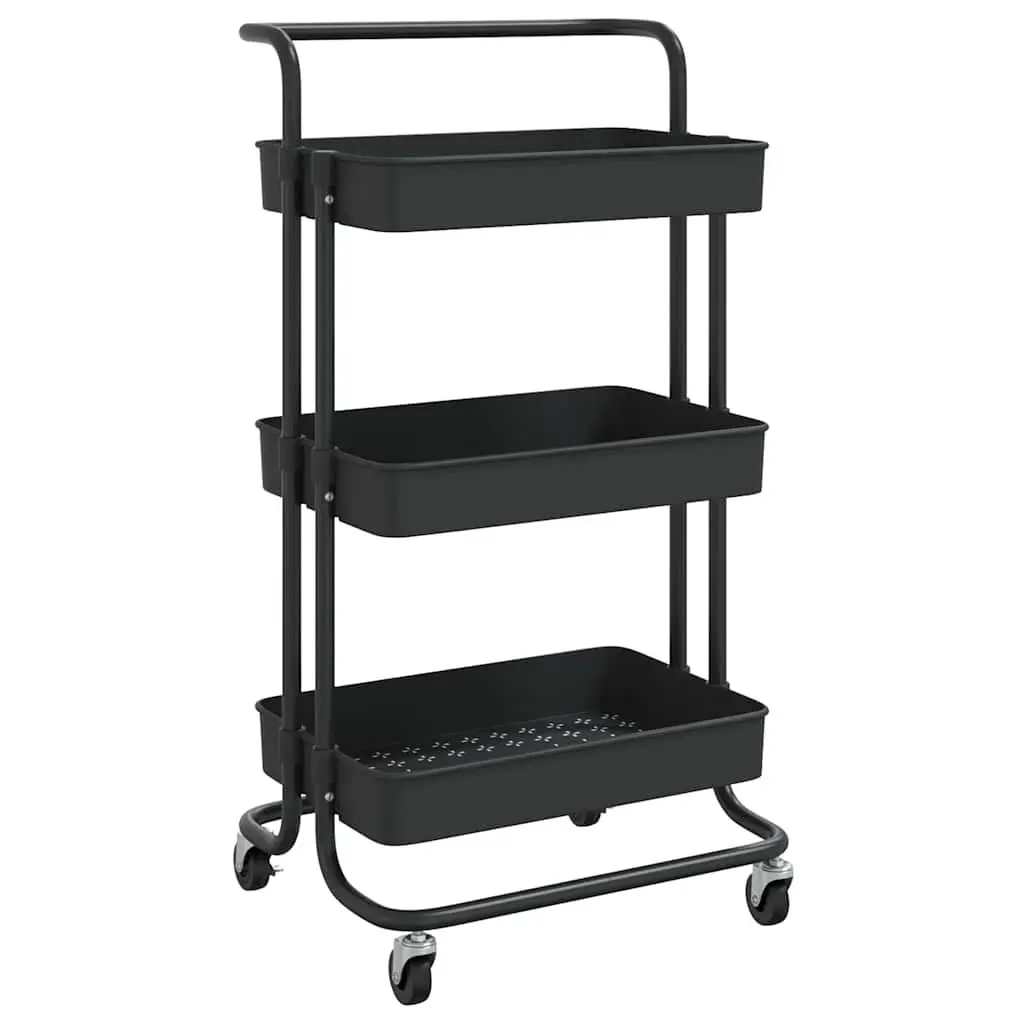 3-Tier Kitchen Trolley Organiser Storage Cart with Wheels and Handle