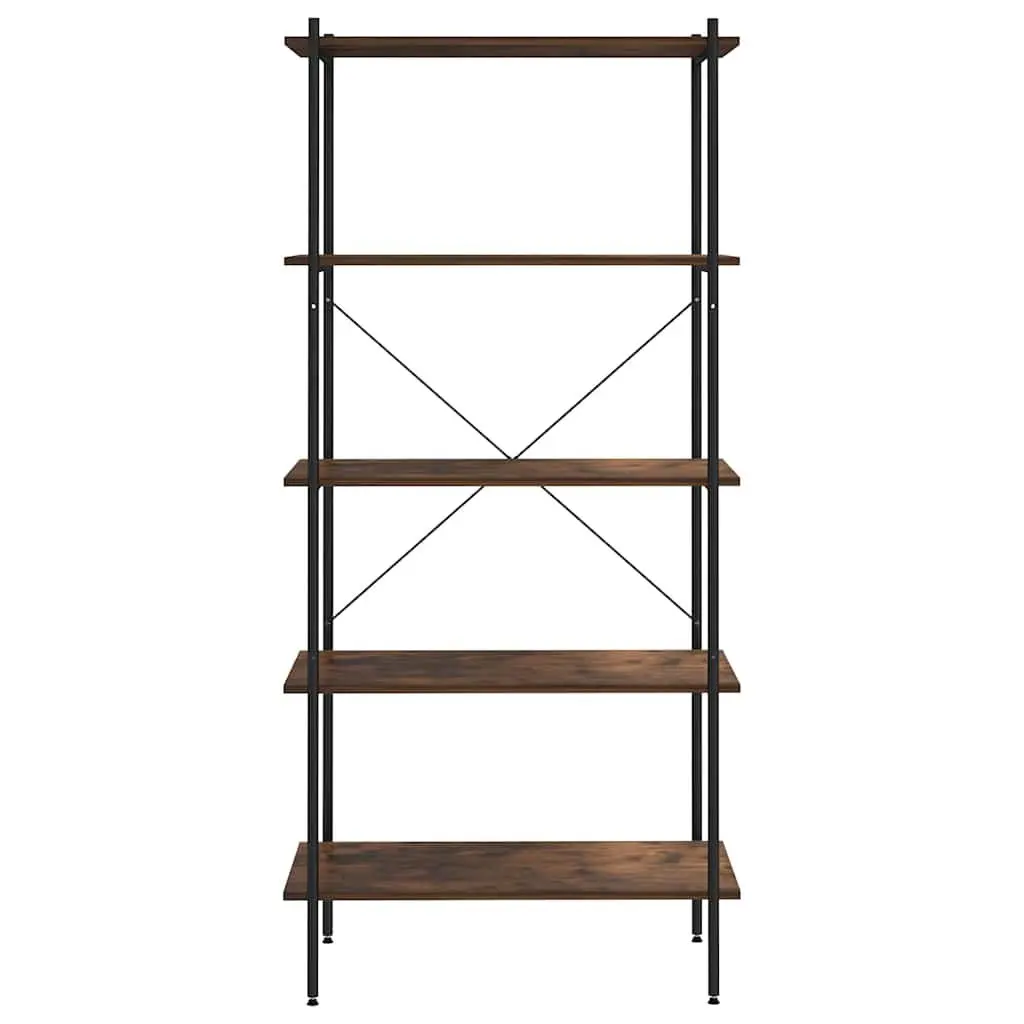 5-Tier Standing Shelving Unit Black Storage Organiser Office Living Room Garage