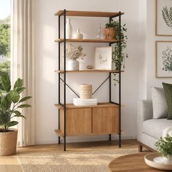 Reliable 5-Tier Shelving Unit with Cabinet for Storage Needs