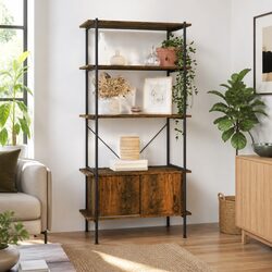 Practical 5-Tier Shelving Unit with Enclosed Cabinet