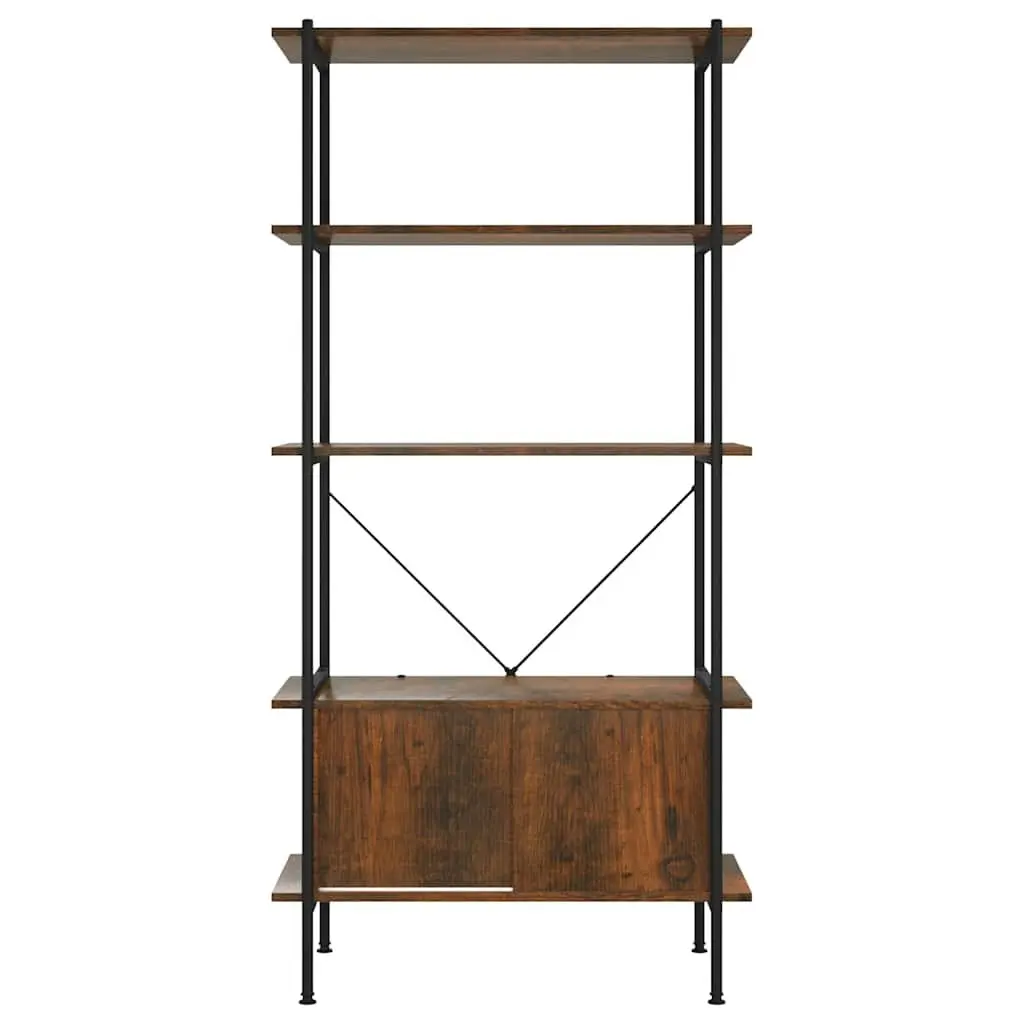 5-Tier Shelving Unit Cabinet Storage Bookcase 80W x 40D x 163H cm Brown