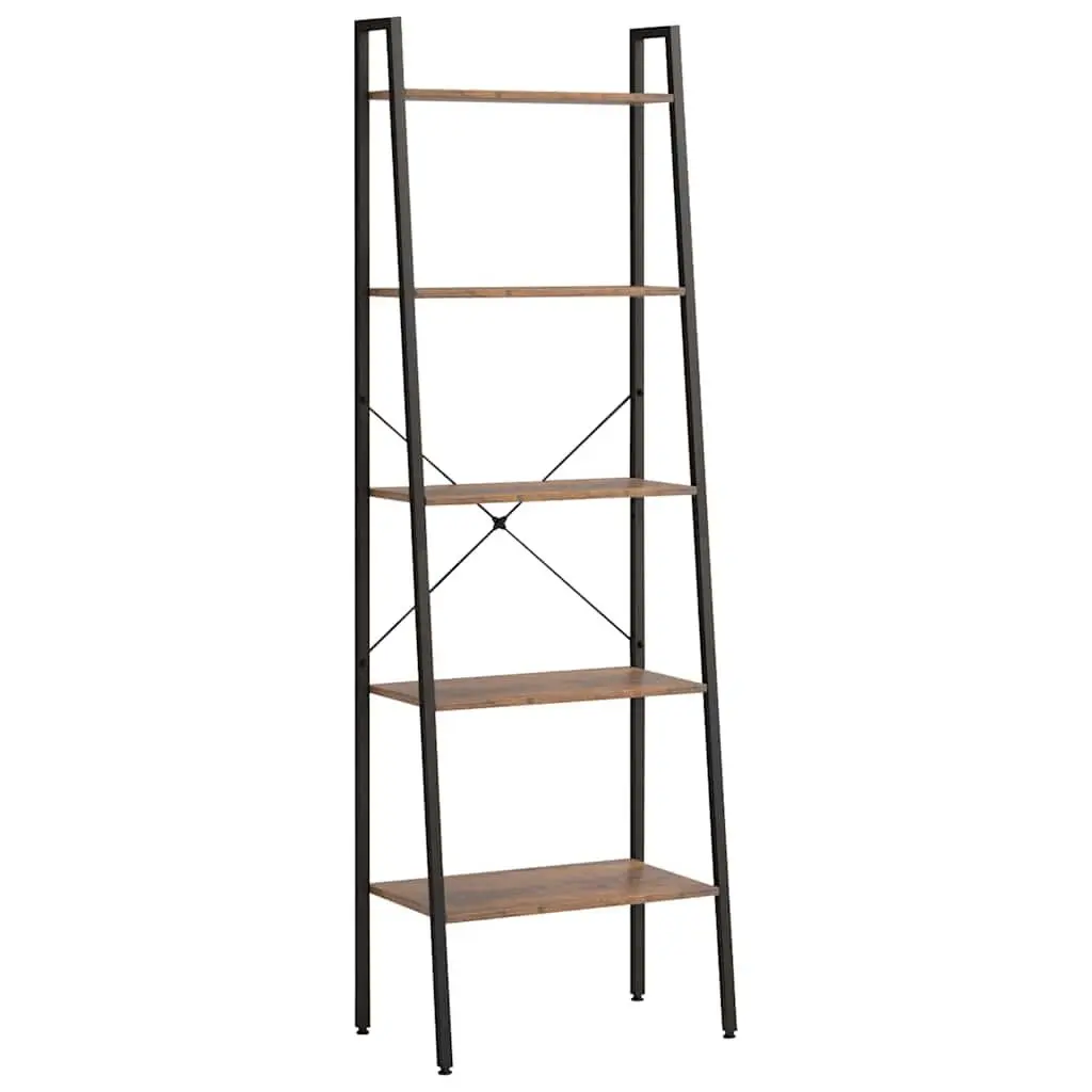 5-Tier Standing Shelf Storage Bookcase Dark Brown Black 56W x 35D x 174H cm