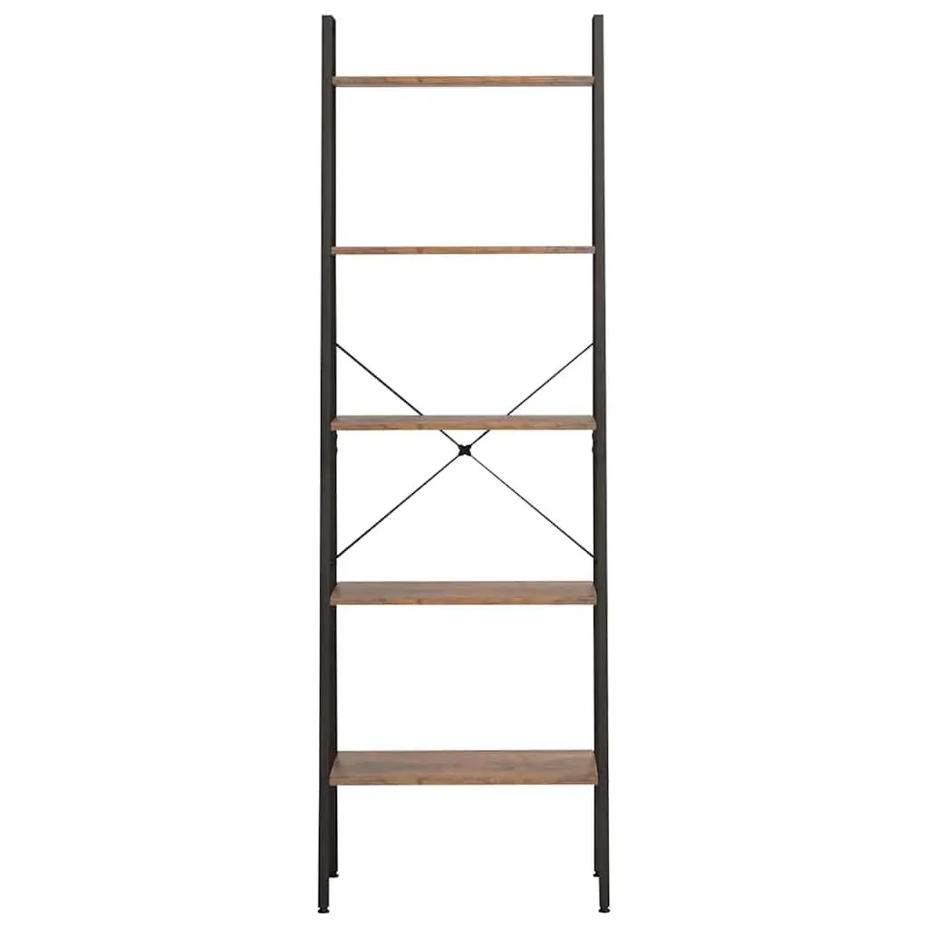 5-Tier Standing Shelf Storage Bookcase Dark Brown Black 56W x 35D x 174H cm