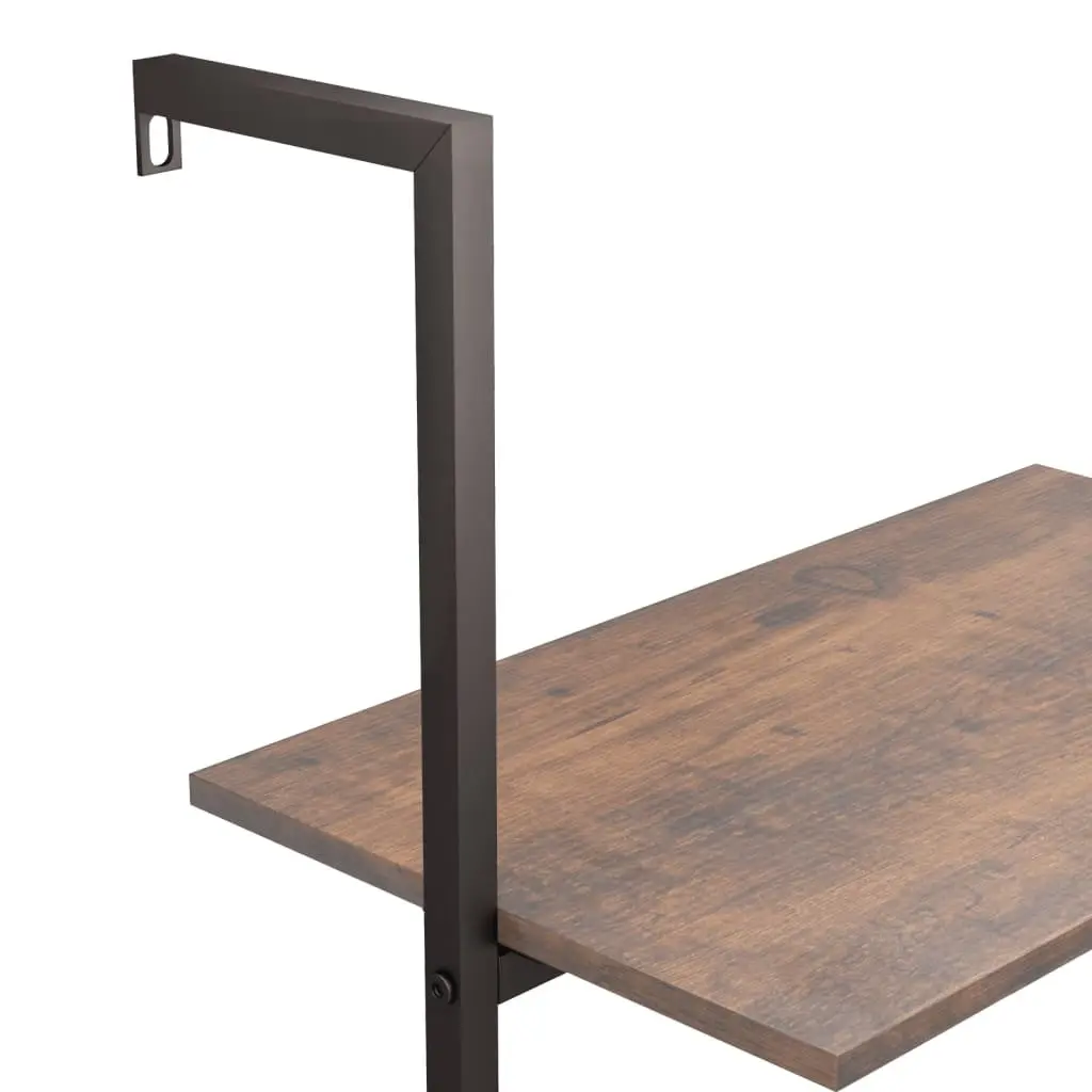 5-Tier Leaning Shelf Dark Brown Black Storage Bookcase Standing Shelves Home