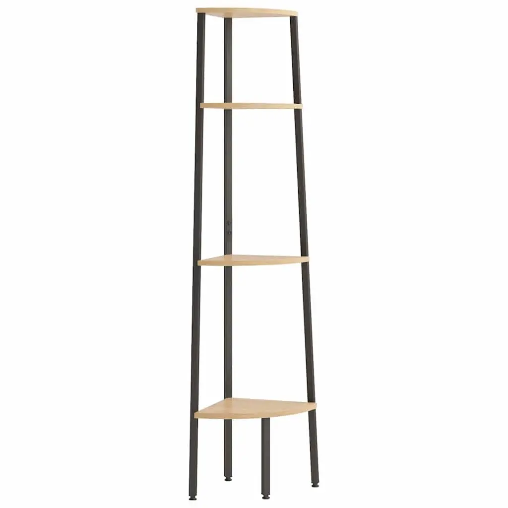 4-Tier Corner Shelf Unit Storage Bookcase Brown Black