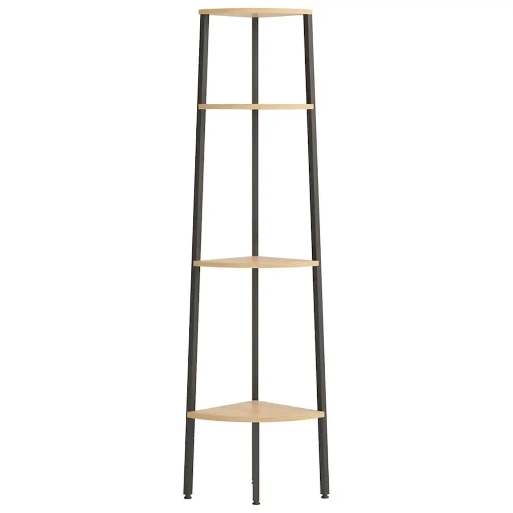 4-Tier Corner Shelf Unit Storage Bookcase Brown Black
