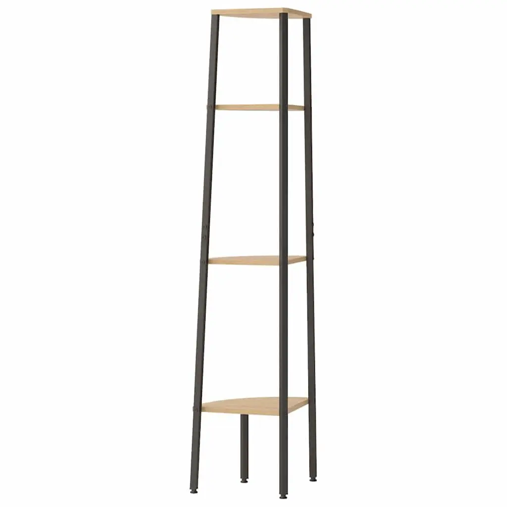 4-Tier Corner Shelf Unit Storage Bookcase Brown Black