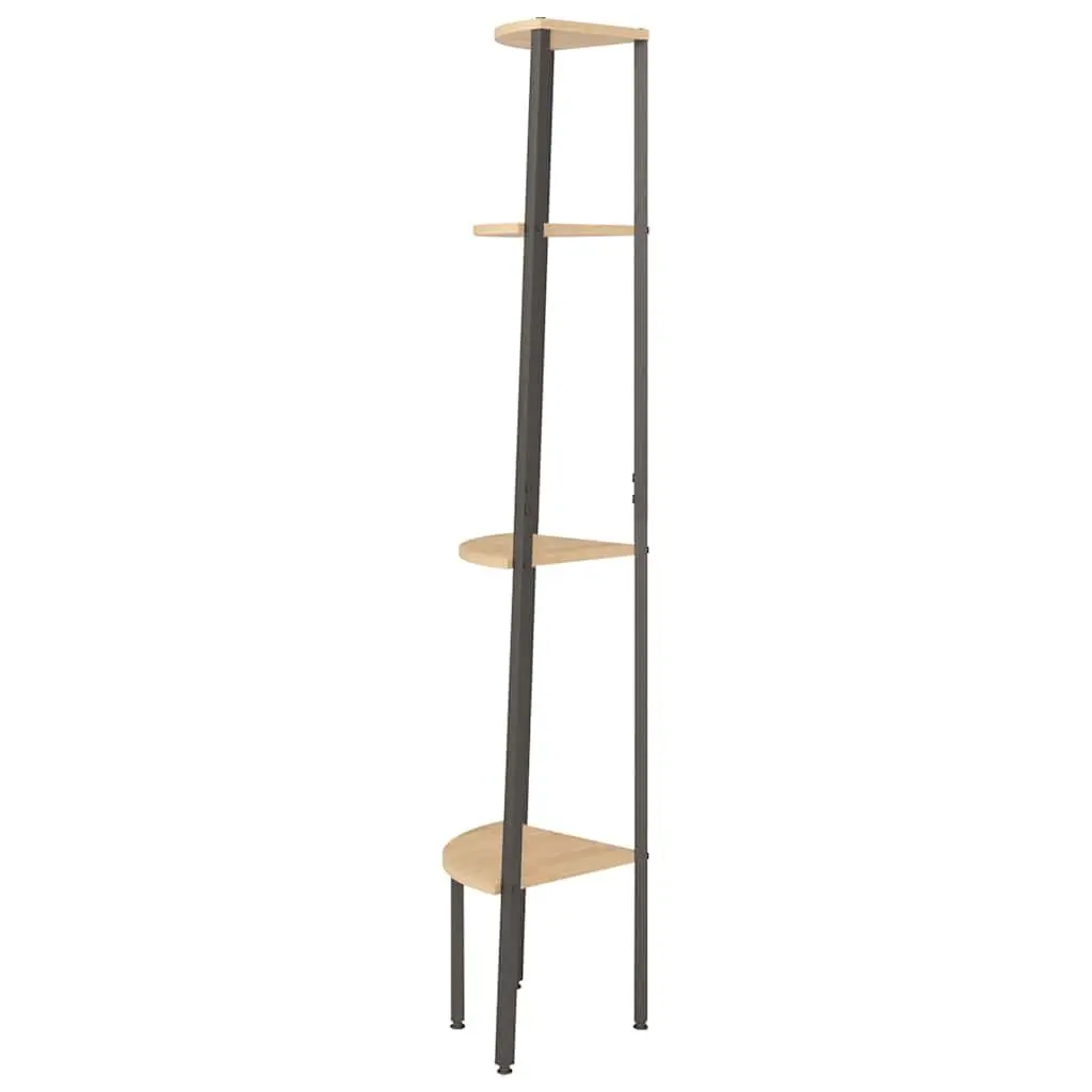 4-Tier Corner Shelf Unit Storage Bookcase Brown Black
