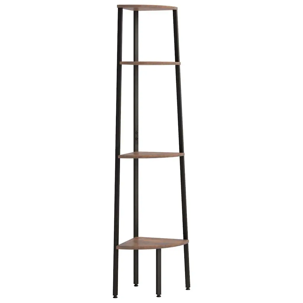 Corner Shelf 4-Tier Storage Bookcase Dark Brown Black 45.5x31.5x150cm