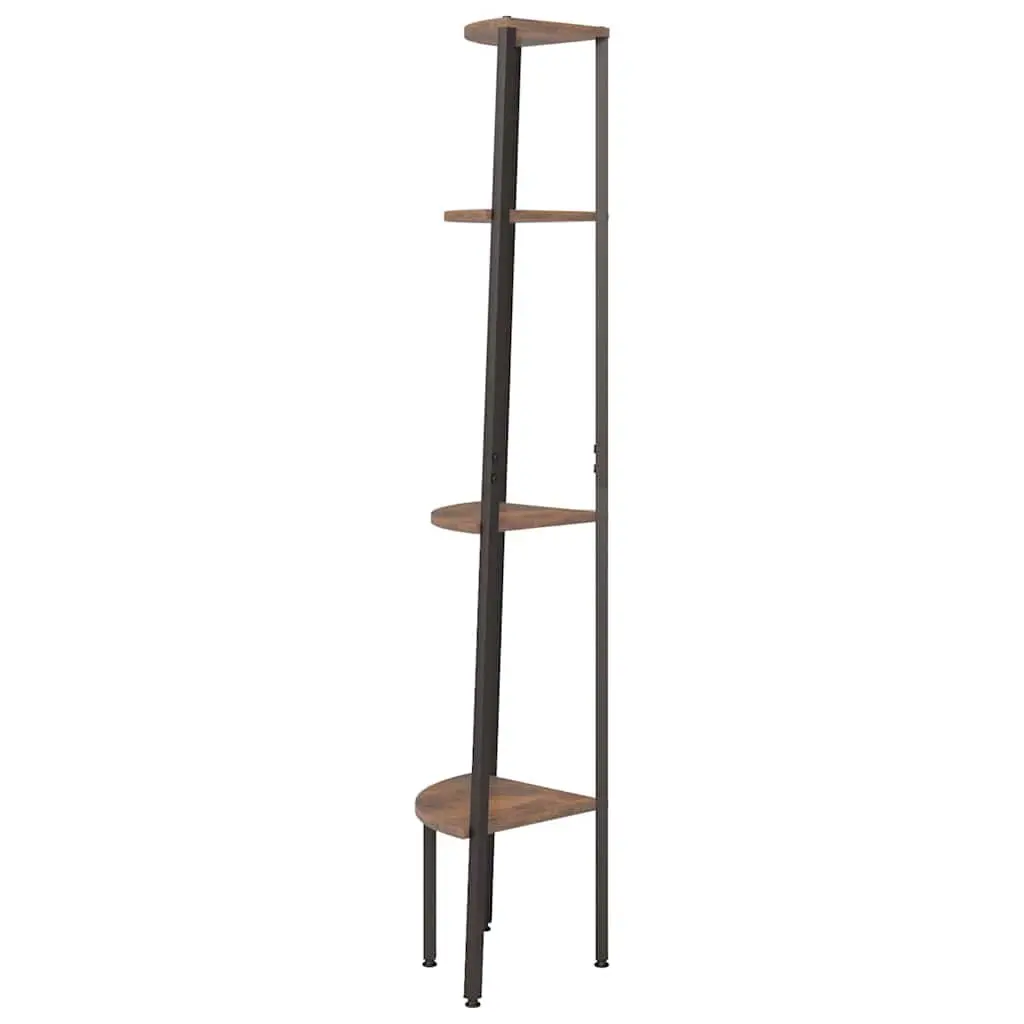 Corner Shelf 4-Tier Storage Bookcase Dark Brown Black 45.5x31.5x150cm